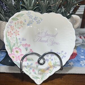 Mikasa Floral Heart Plate with Pastel Flowers and Butterfly